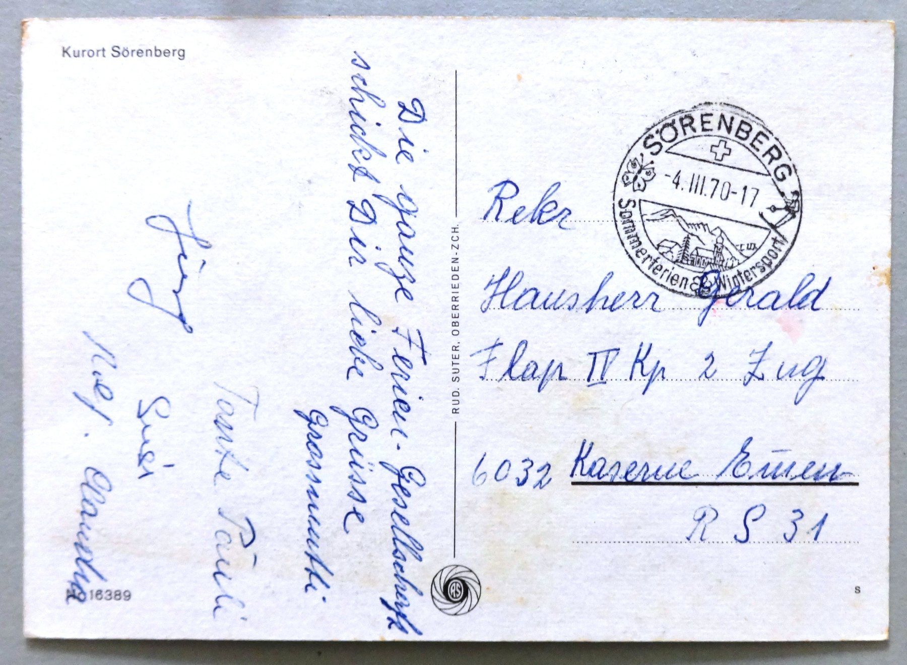 Cartoline postali: Kurort Sörenberg – Difettoso da Fétigny venduto da Billy2miny 1