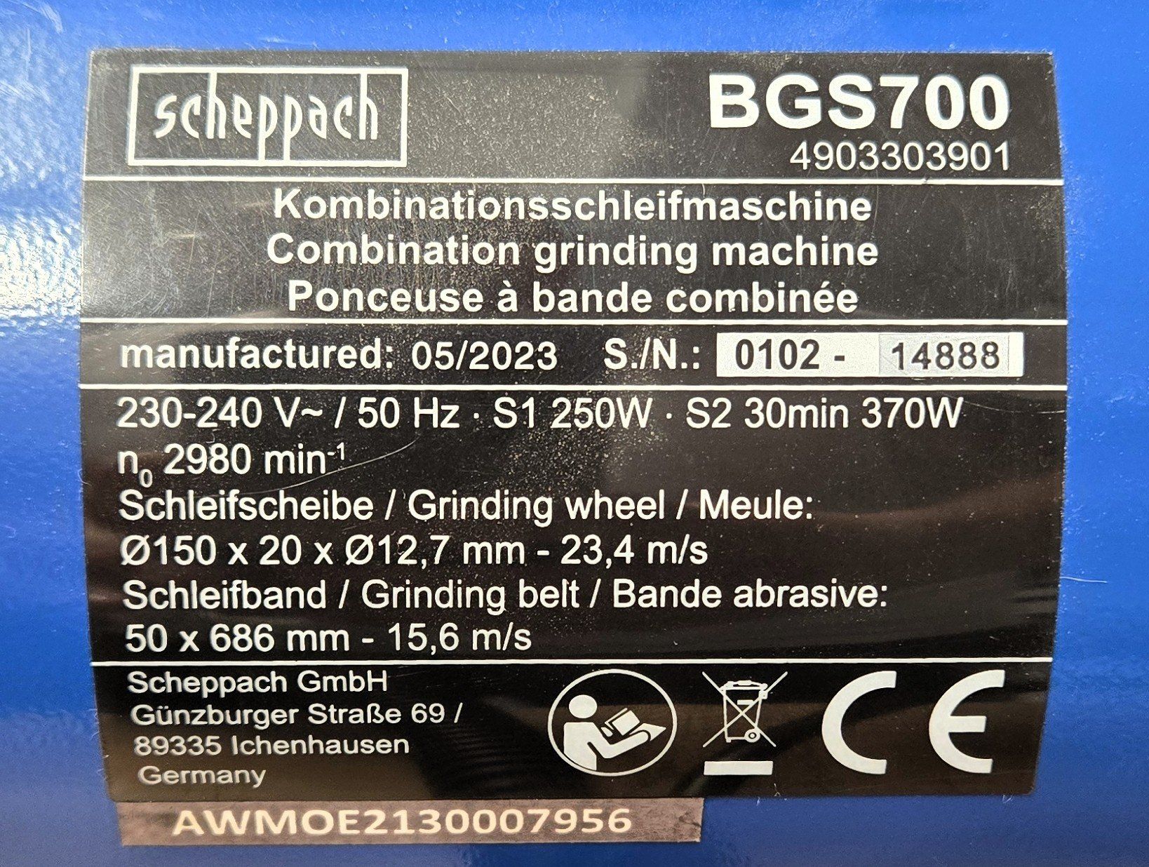 Scheppach Smerigliatrici & Lucidatrici: Scheppach BGS700 Kombinationsschleifer 230V – Usato da Studen BE venduto da Moore 5