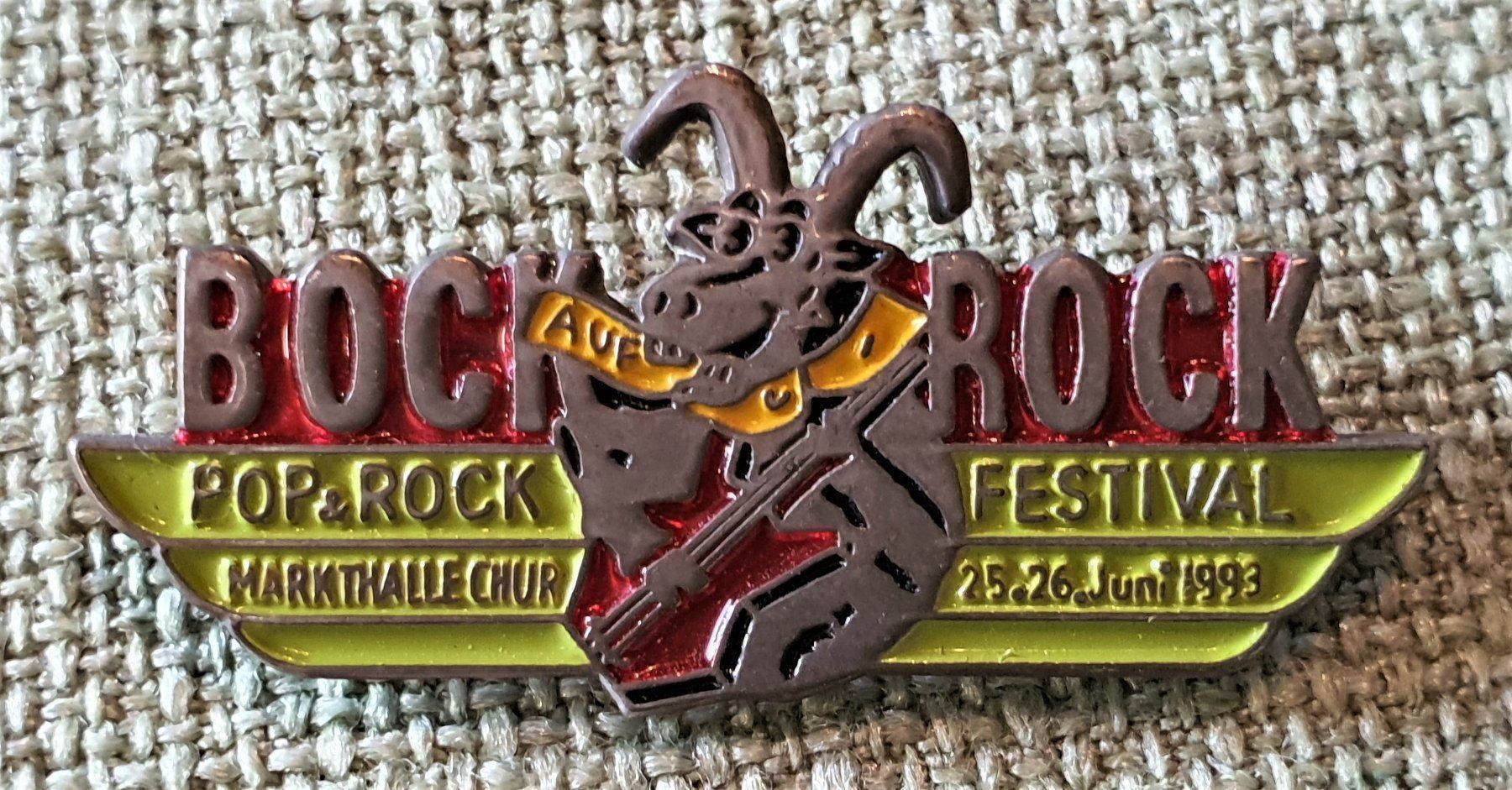 Plaketten & Abzeichen: J903 - Pin Bock Rock Markthalle Chur 93 – Gebraucht aus Reinach BL von Boston-Verkauf