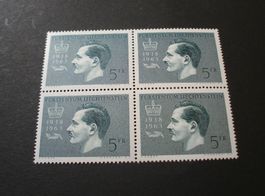 Liechtenstein 5.- Marke 4erblock 1963 **