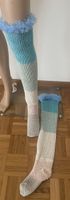Baumwolle Overknees bunte Streifen mit Flauschband neu