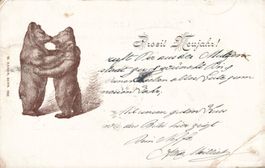 Antike Bären-Postkarte, Gruss aus Bern 1900 Rarität! Neujahr
