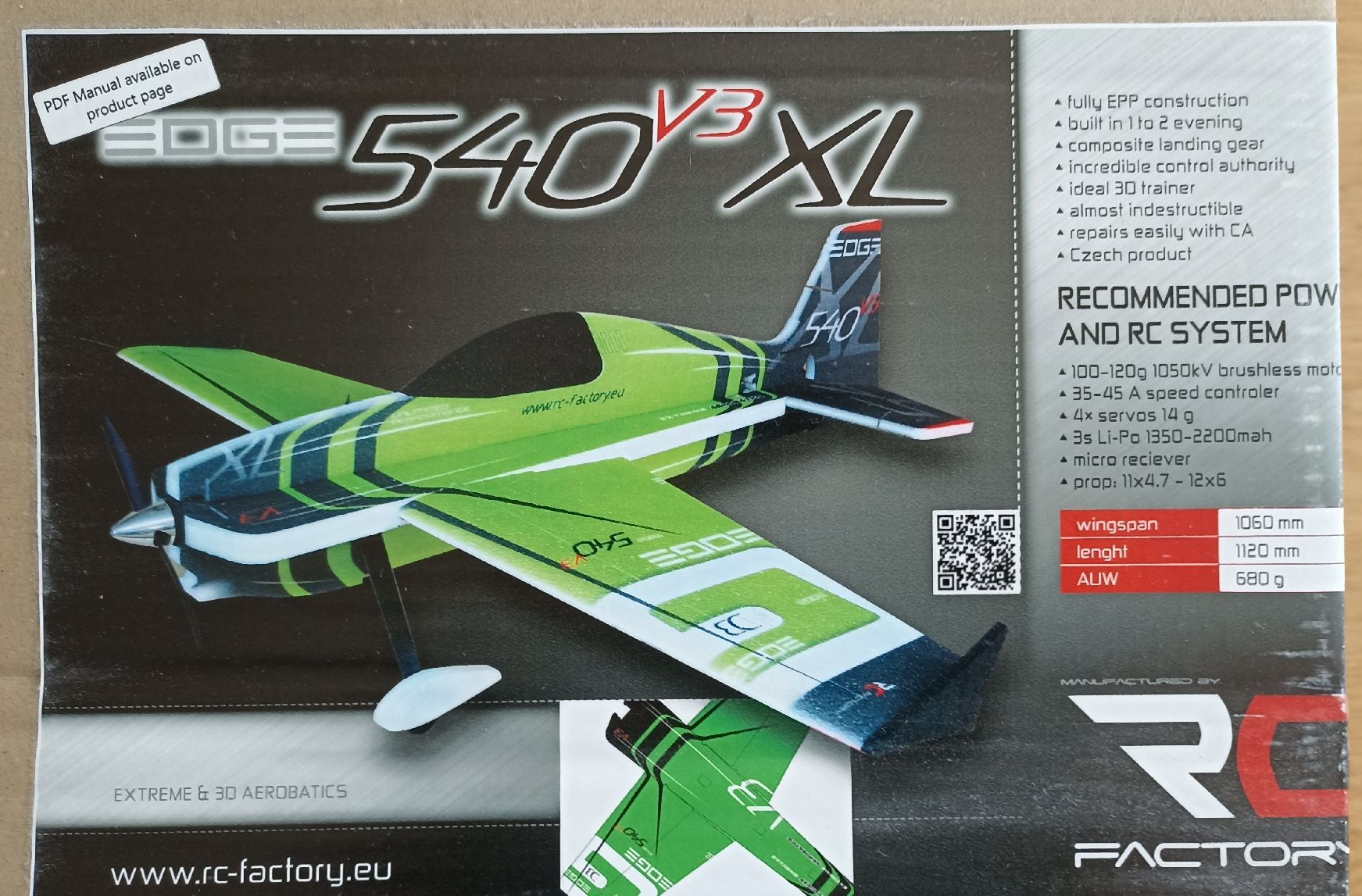 Modellismo RC: RC Factory EDGE 540 V3 XL – Nuovo (secondo la descrizione) da Neuchâtel venduto da HeliMaster