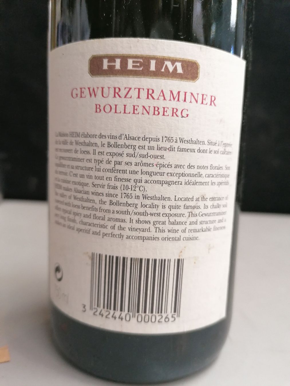 Wein: GEWURZTRAMINER VIN D'ALSACE 1996 – Neu (gemäss Beschreibung) aus Genève von Leboucheoreilles 2