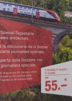 SBB Spezial-Tageskarte 2. Klasse - gültig bis 28.10.2026
