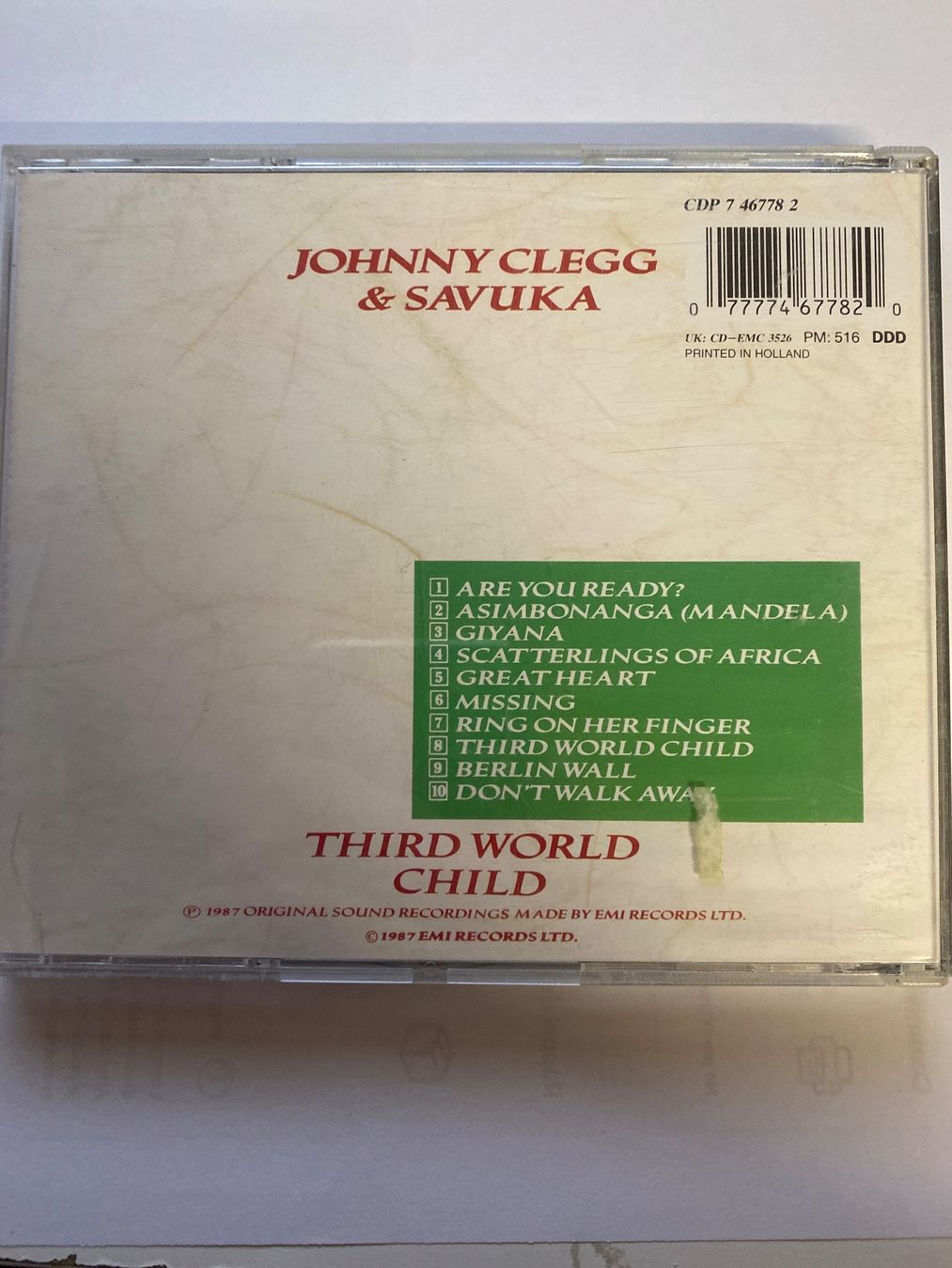 CD: Johnny Clegg & Savuka - Third World Child CD, – Usato da Le Brassus venduto da cinema13 1