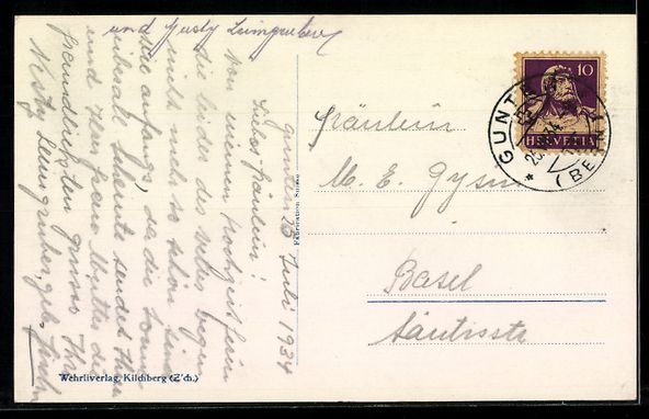 Cartoline postali: AK Gunten, Ortspartie, 1934 – Usato da Berlin venduto da bartko-reher 1