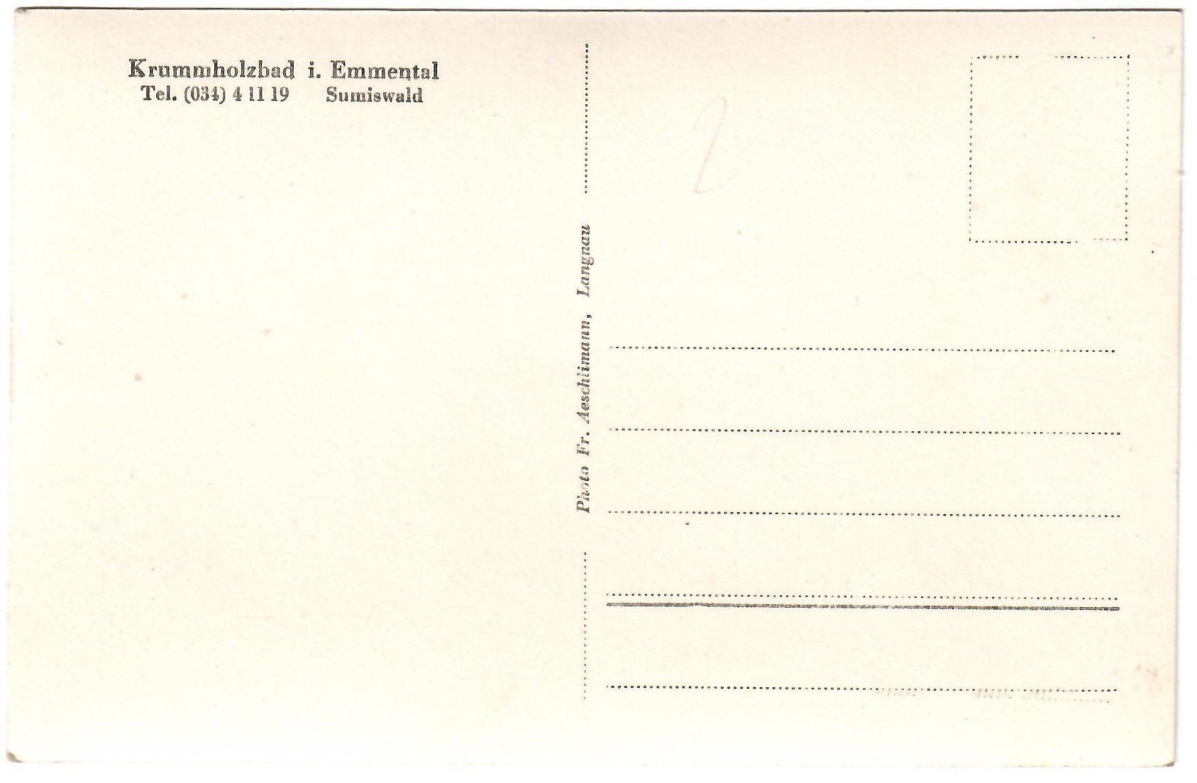 Cartoline postali: Ansichtskarte Krummholzbad i. Emmental  (Sumiswald) – Usato da Kerns venduto da etma3 1