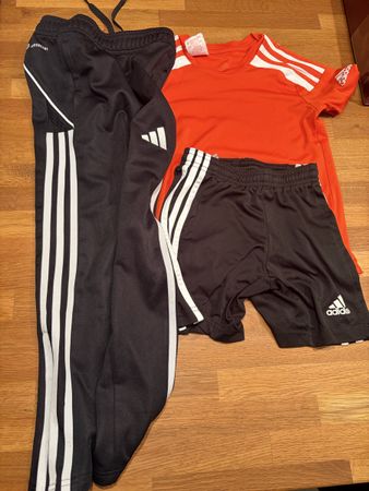 Adidas Sportset Hose Shirt Shorts schwarz orange 3-teilig