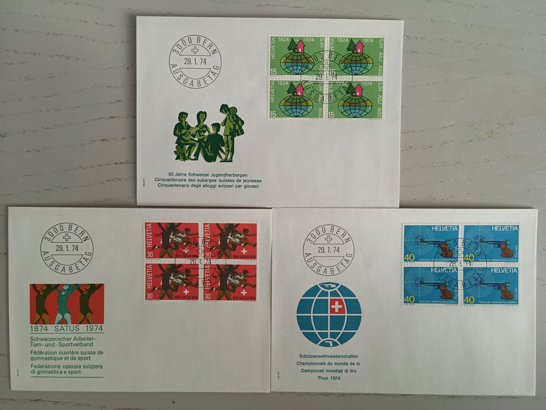 Tutti i francobolli: 1974 FDC Werbemarken Viererblock – Usato da Dübendorf venduto da goeggi79