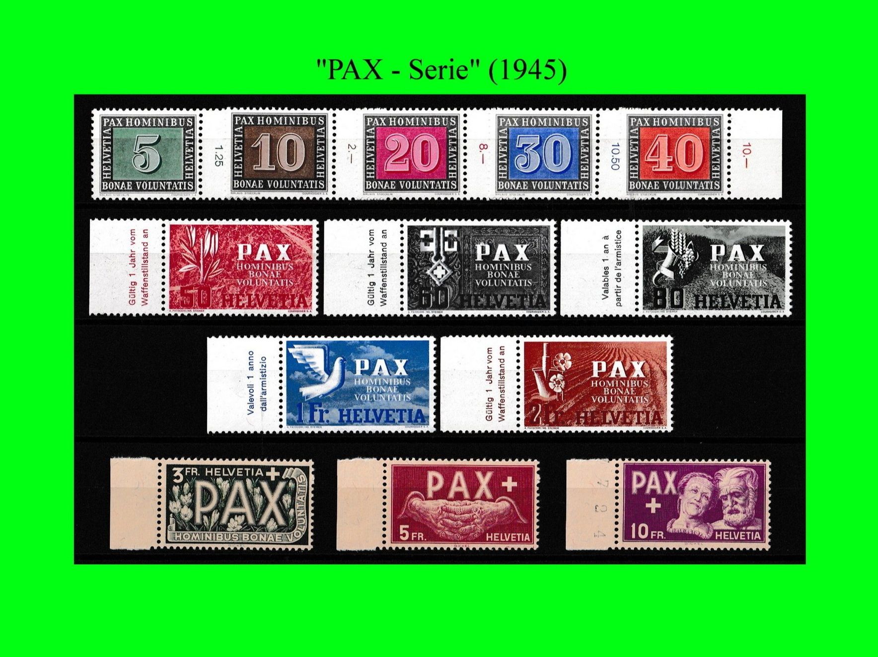 Tutti i francobolli: Postfrische "Pax - Serie" (1945) – Nuovo (secondo la descrizione) da Dübendorf venduto da chiara48