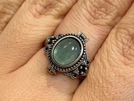 100 % echter grüner Fluorit-Ring – Vintage-Edelsteinring