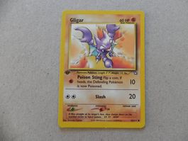 Gligar Pokémon Sammelkarte 1. Edition Ausgabe 1995 - 2000 HP