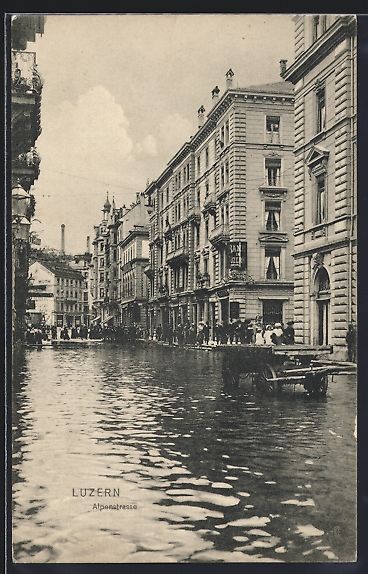Cartoline postali: Luzern, Alpengasse bei Hochwasser mit de – Usato da Berlin venduto da bartko-reher