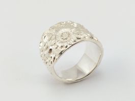 Silberring mit schönem Jugendstil Blumen-Design von 1940