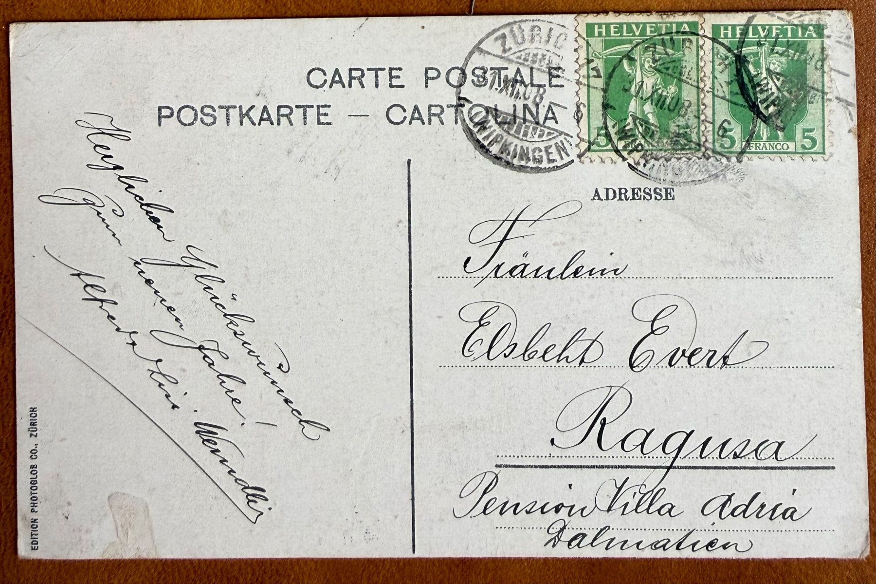 Cartoline postali: Zürich - Dampfschiff - Alpenquai 1908 – Usato da Lutry venduto da Ediego 1