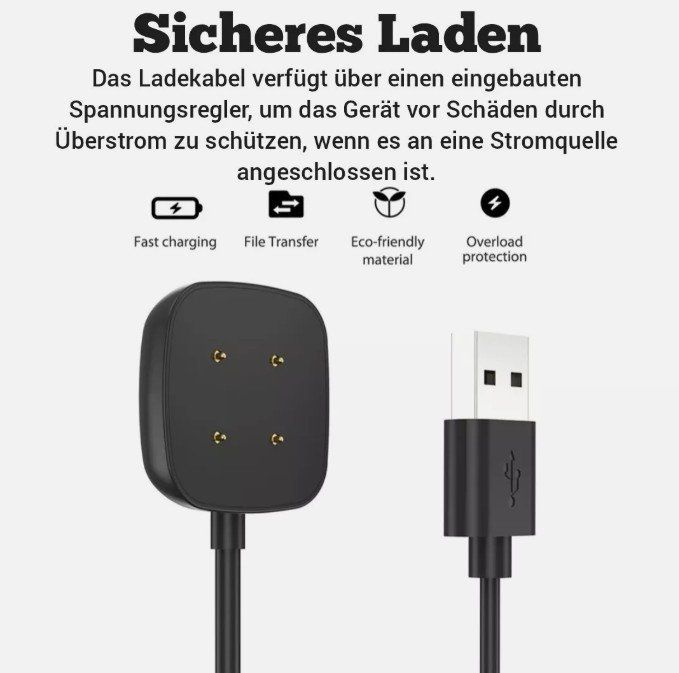 Accessori per Smartwatch: USB Ladekabel Fitbit Versa 3/4/ Sense 1/2 Ladegerät 1Meter – Nuovo (secondo la descrizione) da Kirchdorf AG venduto da Apost008 4
