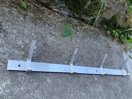 Vintage Wandgarderobe Metall Alu 4 Haken 80 cm