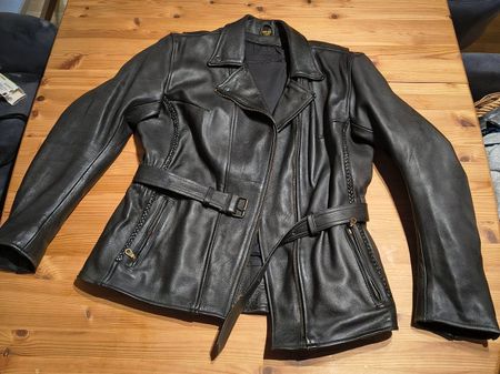 Motorrad Damen Lederjacke, schwarz, Grösse XL/44