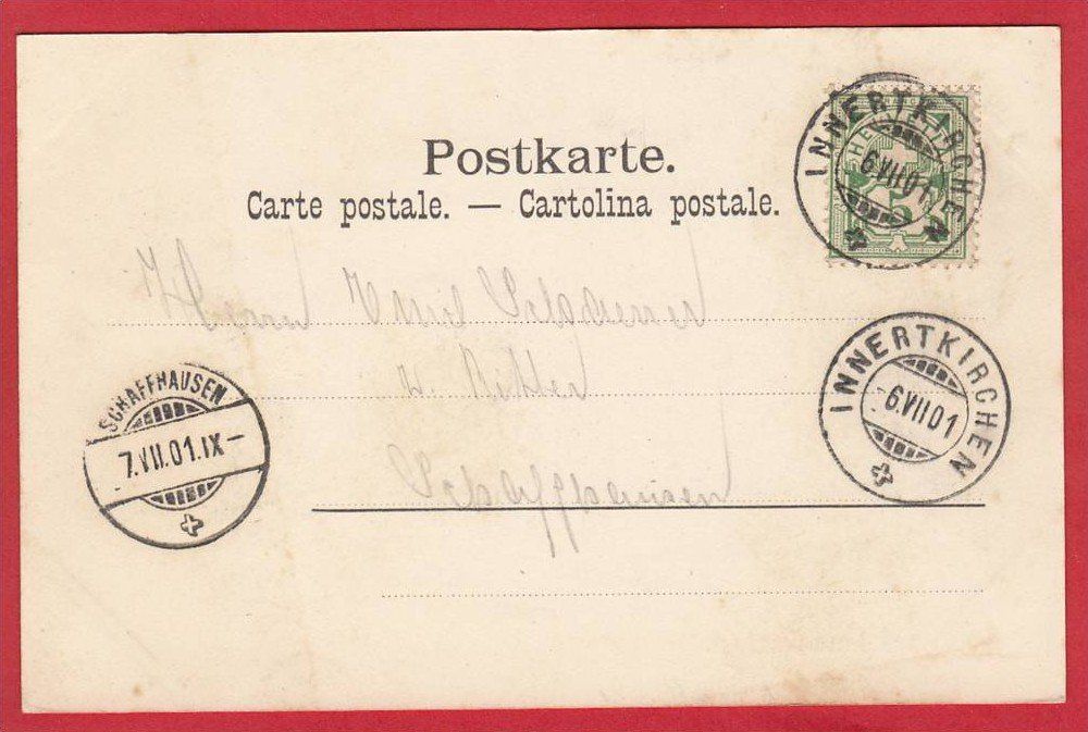 Cartoline postali: INNERTKIRCHEN, LICHTDRUCK 1901 – Usato da Grüningen venduto da Kartenlaube 1