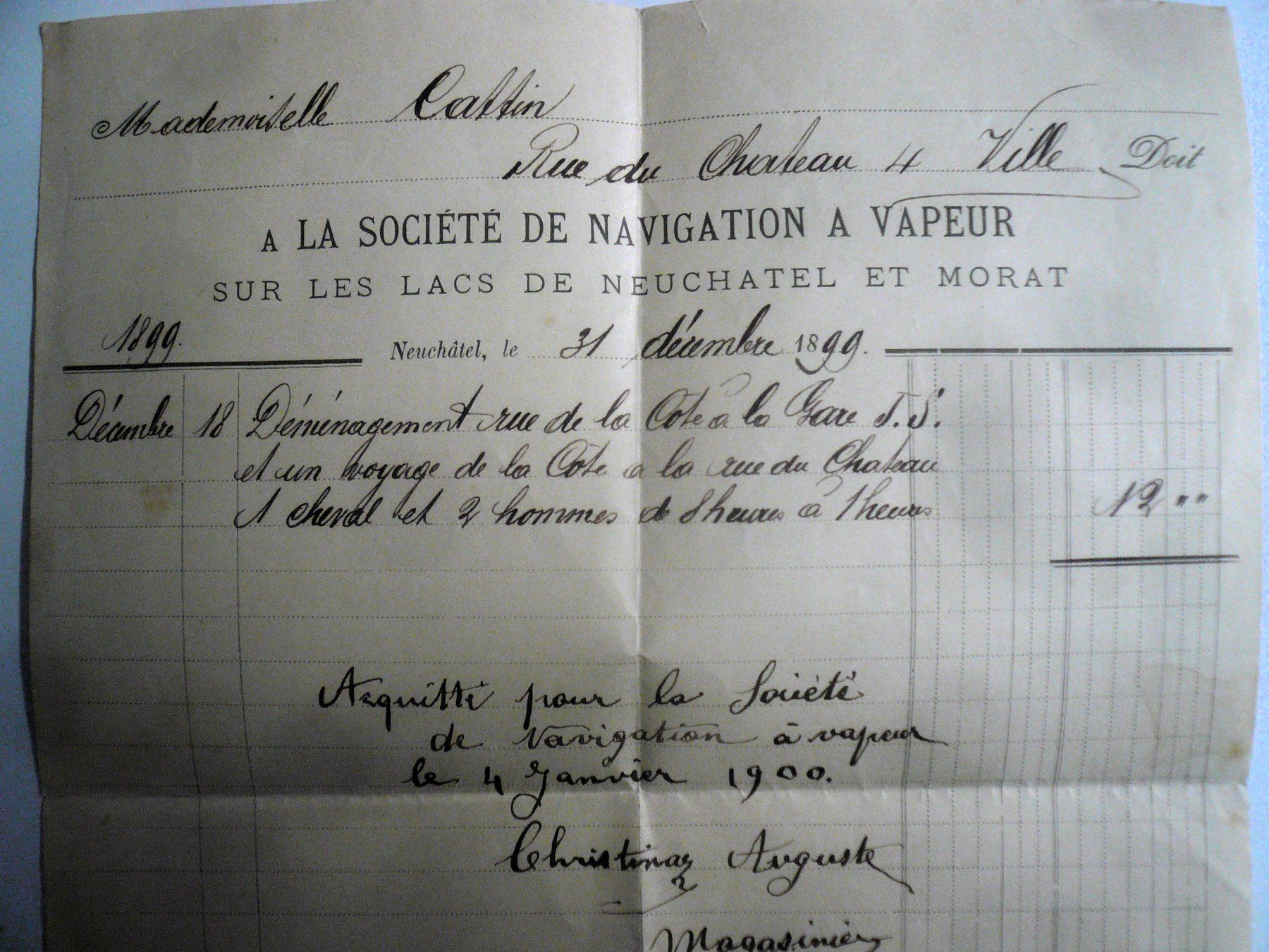 Documenti: 1899/1900 NEUCHÂTEL & MORAT, Rechnung – Usato da Oberhofen am Thunersee venduto da luuping99