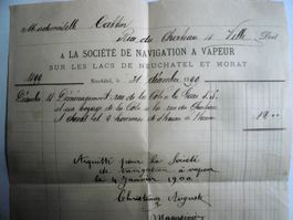 1899/1900 NEUCHÂTEL & MORAT, Rechnung