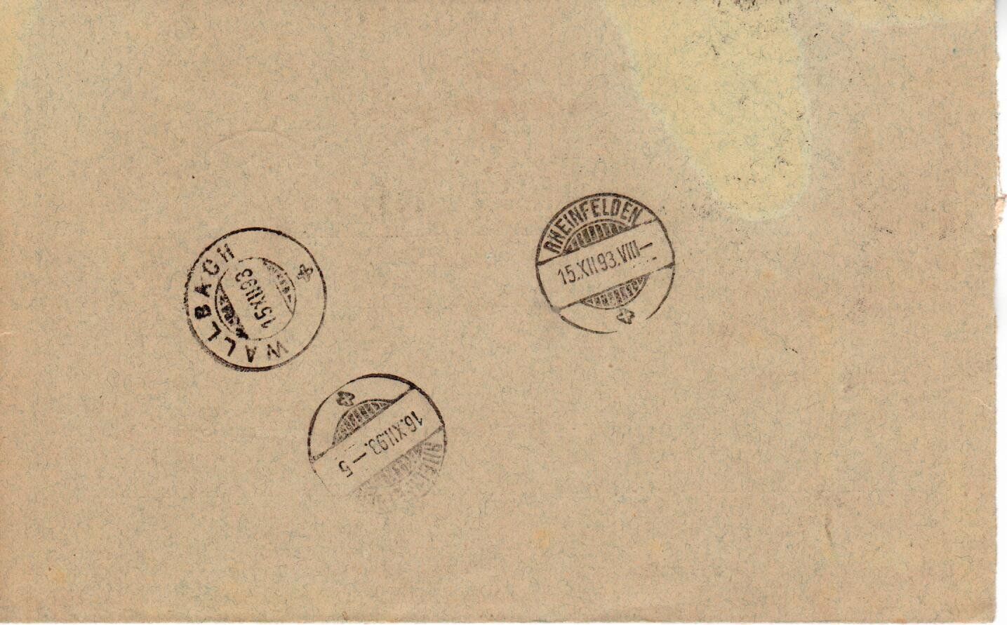 Tutti i francobolli: R - Brief Möhlin 1893 nach Wallbach – Usato da Wolhusen venduto da Curver9 1