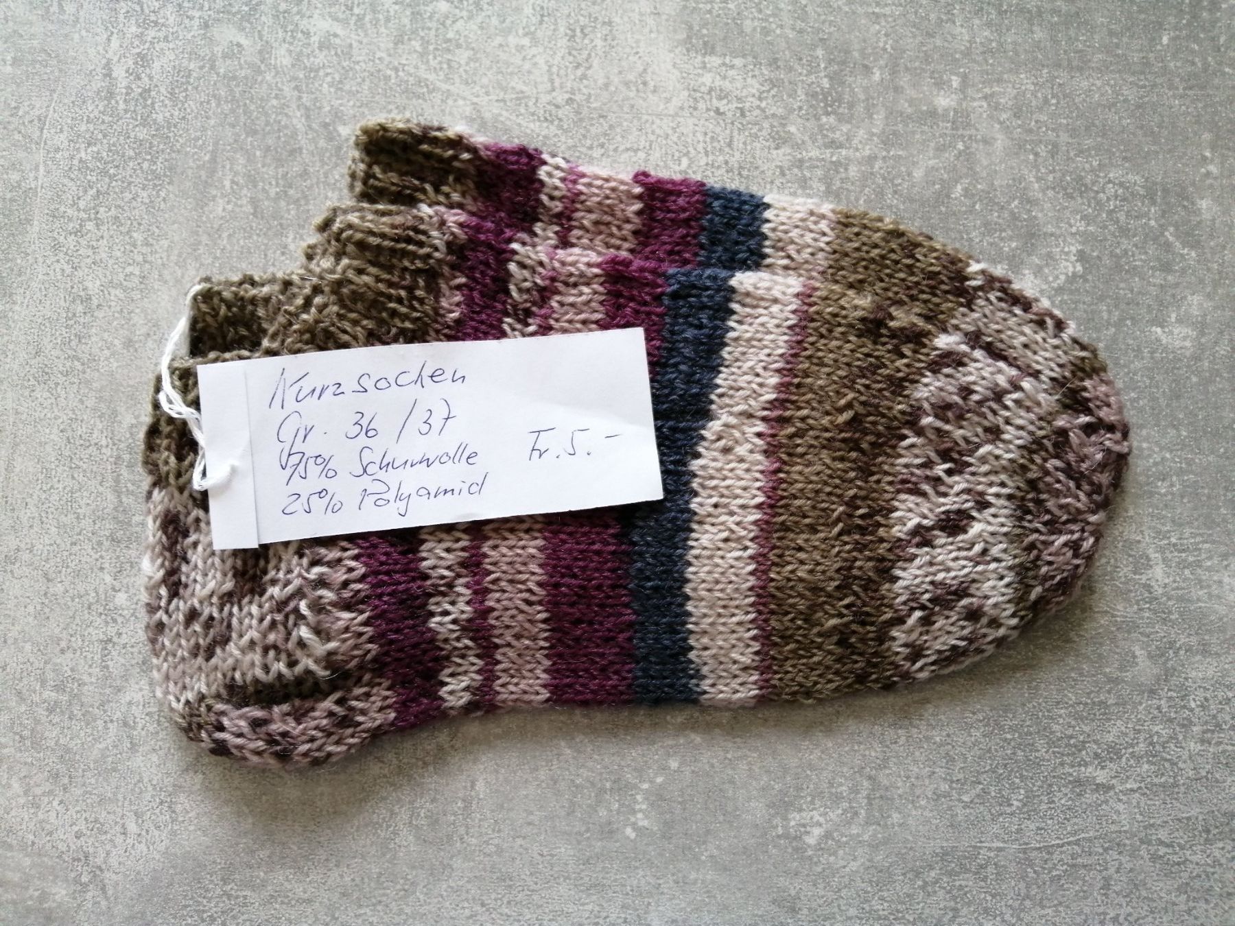 Socken: Sneaker / Kurzsocken handgestrickt, Grösse: 36/37 – Neu (gemäss Beschreibung) aus Altstätten SG von tollesauswolle