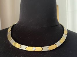 Collier ras- du- cou bicolore en acier