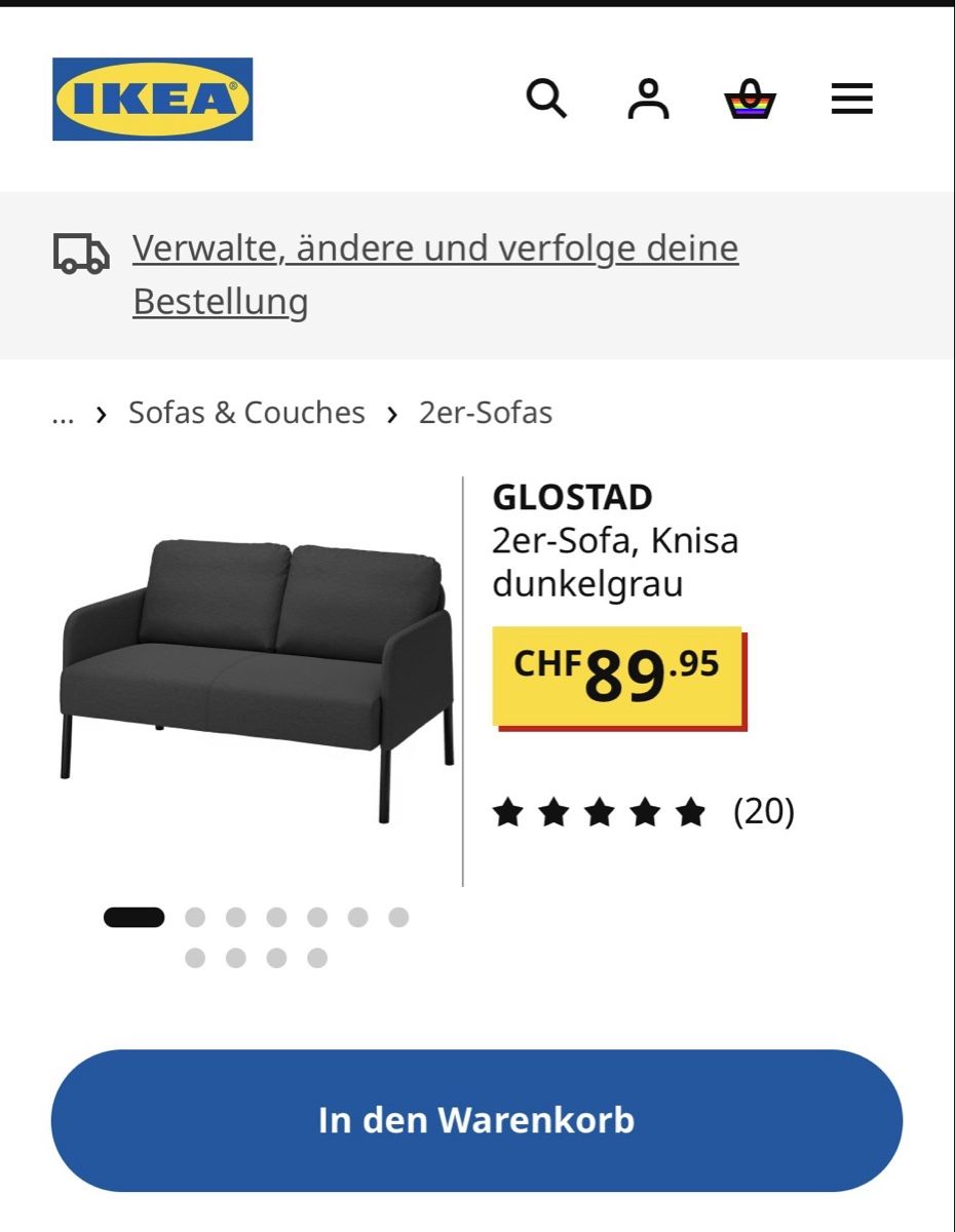 Ikea Sofas: 2er Sofa IKEA GLOSTAD – D'occasion à Bern par rokiwankenobi 5