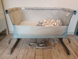 Beistellbett Chicco Next2Me hellblau guter Zustand