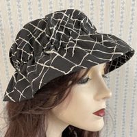 Hut Stoff Gr. 54/55 schwarz-weiss custom made VINTAGE 1960s