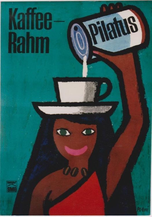 PILATUS KAFFEE - RAHM 1959 Original Plakat (Gebraucht) in Blonay für ...