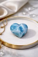 Larimar Herz Handarbeit – Karibischer Edelstein 2.2 cm I Pre