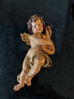 Engel Figur, Putte mit Mandoline, Wanddeko, Vintage Stil