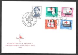 FDC Pro Patria Serie 1963; ET 1.6.1963 Marken leicht schräg