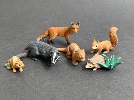 Schleich Waldtiere Fuchs Igel Dachs Eichhörnchen Otter