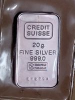 20 Gramm Credit Suisse Silberbarren 999.0