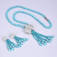 SALE Set 63cm Türkis Halskette Ohrringe Collier Turquoise