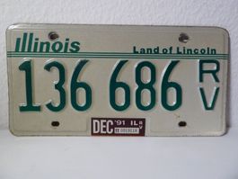 US Nummernschild Autonummer License Plate ILLINOIS 136686 RV