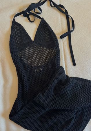 Black crochet maxi dress