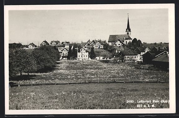 Cartoline postali: AK Stein /App., Ortspartie mit Kirche – Usato da Berlin venduto da bartko-reher