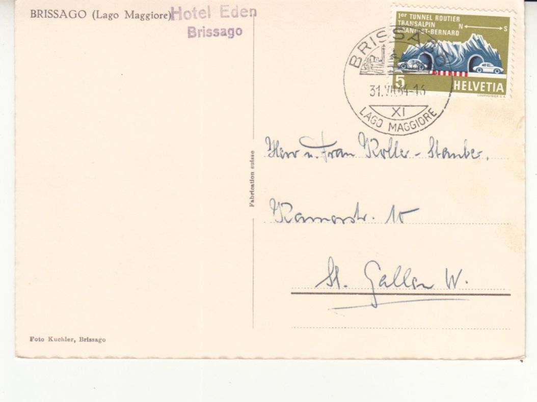Cartoline postali: Brissago 1964 – Usato da Bürglen TG venduto da StampGraf 1