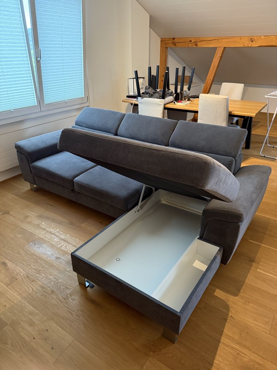 Divani: Ecksofa Grau mit Schlaffunktion und Bettkasten  – Usato da Adligenswil venduto da Pony503gta 3