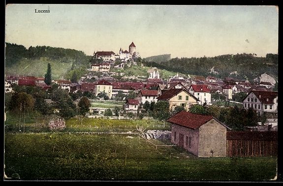 Cartoline postali: AK Lucens, Panorama, Neujahrsgruß – Usato da Berlin venduto da bartko-reher