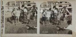 Stereofoto, Kinder am Meer, Frankreich
