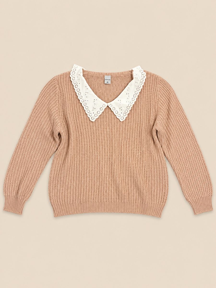 Zebra Pullover & Sweatshirts: PULL ROSE EN MAILLE AVEC COL BRODÉ – Neu (gemäss Beschreibung) aus Lausanne von KeNaChic 1