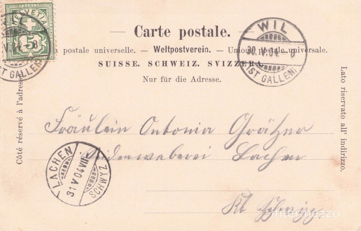 Cartoline postali: Wil SG // 1904 Litho Toggenburgerstrasse – Usato da Basel venduto da intermezzo12 1