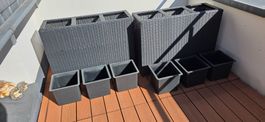 2 Hochbeet / Blumengestell / Balkon Sichtschutz (Rattan)