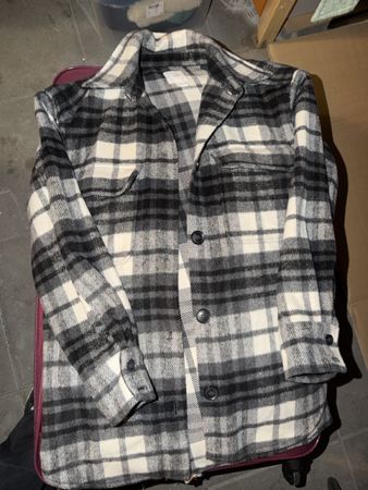 H&M Hemdjacke kariert grau schwarz Grösse S